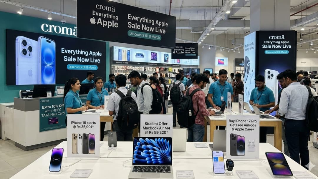 Croma Everything Apple Sale: iPhone 16 from Rs 35,991, MacBook Air M4 from Rs 59,320