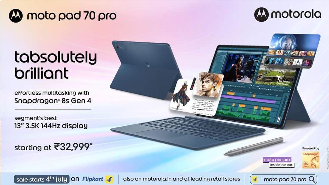 Motorola launches moto pad 70 PRO with Snapdragon 8s Gen 4 at Rs 32,999
