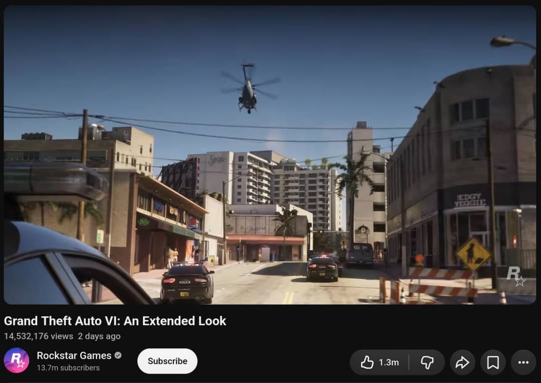 GTA VI Extended Gameplay Preview Attracted Over 4 Million Live Viewers