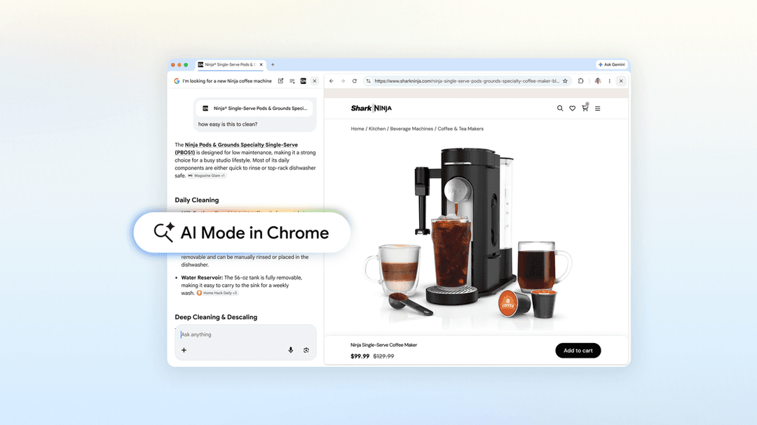 A new way to explore the web with AI Mode in Chrome