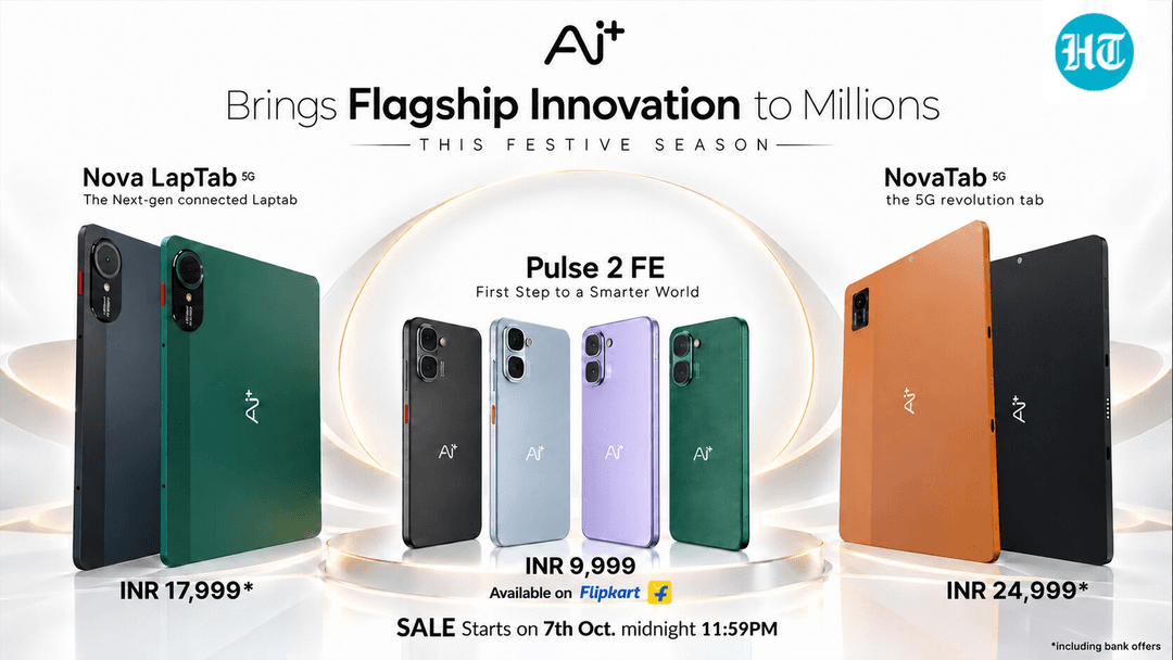 Ai+ launches Pulse 2 FE, NovaTab and Nova LapTab as it enters India’s tablet and hybrid device market | Technology News
(HT Tech)