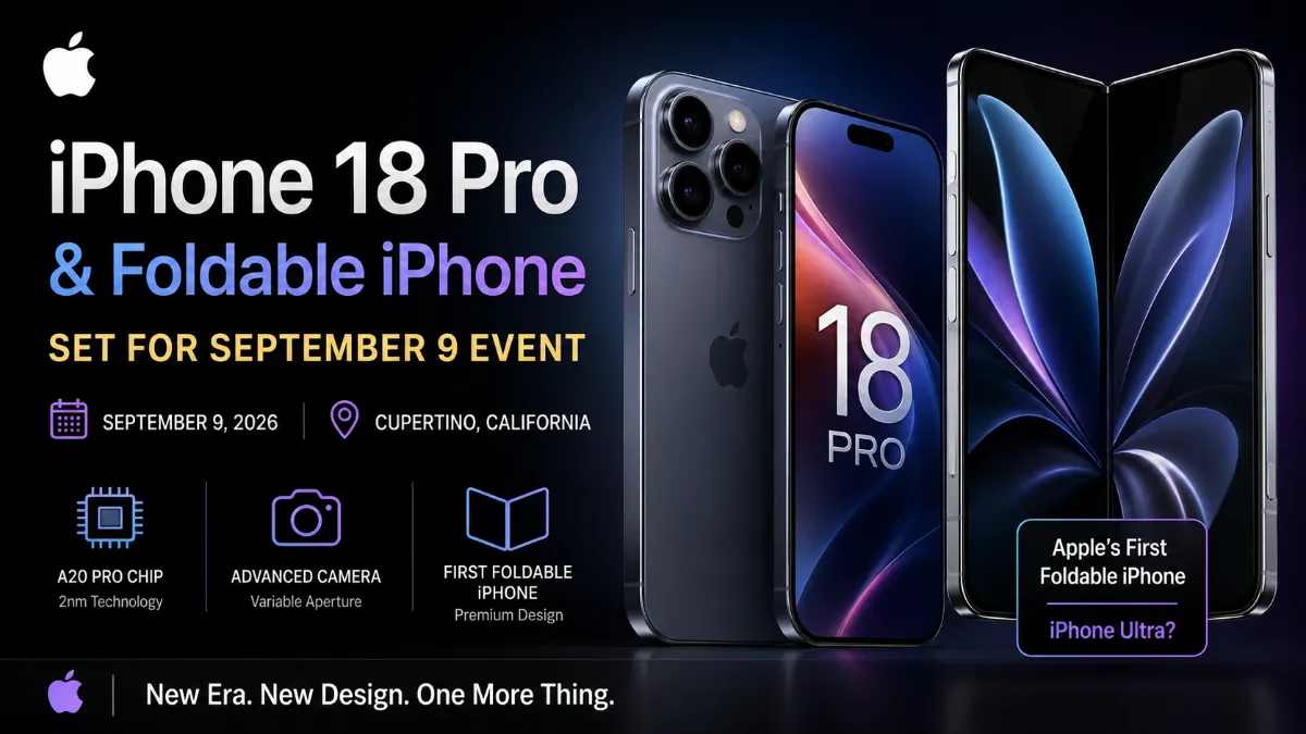 Apple IPhone 18 Pro, Foldable IPhone Set For September 9 Event