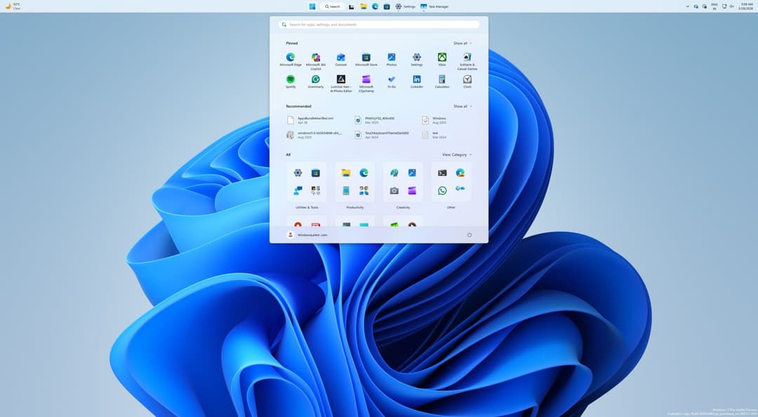 Microsoft is testing different Windows 11 taskbar positions per monitor and new Start menu controls